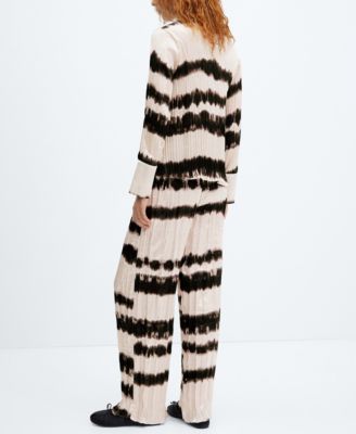 MANGO Women's Tie-Dye Pleated Trousers