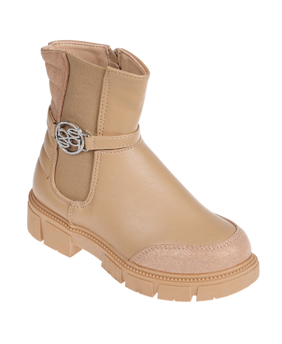 Bebe Kids' Little Girls Fashion Chelsea Boots With Back Quilted Collar In Sand