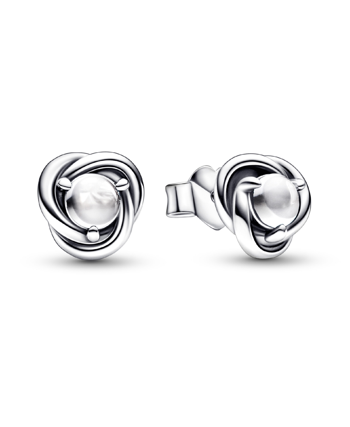 April Birthstone Eternity Circle Stud Earrings - Clear