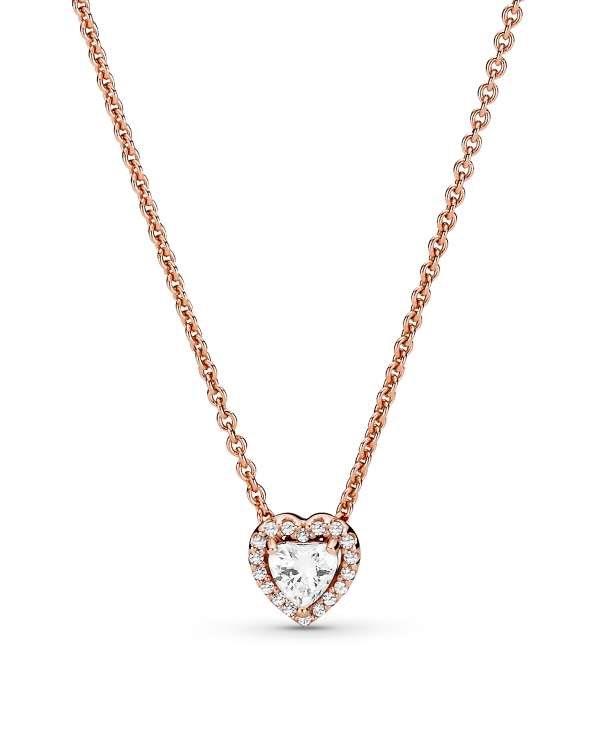Pandora Timeless 14k Rose Gold-plated Sparkling Cubic Zirconia Heart Collier Necklace