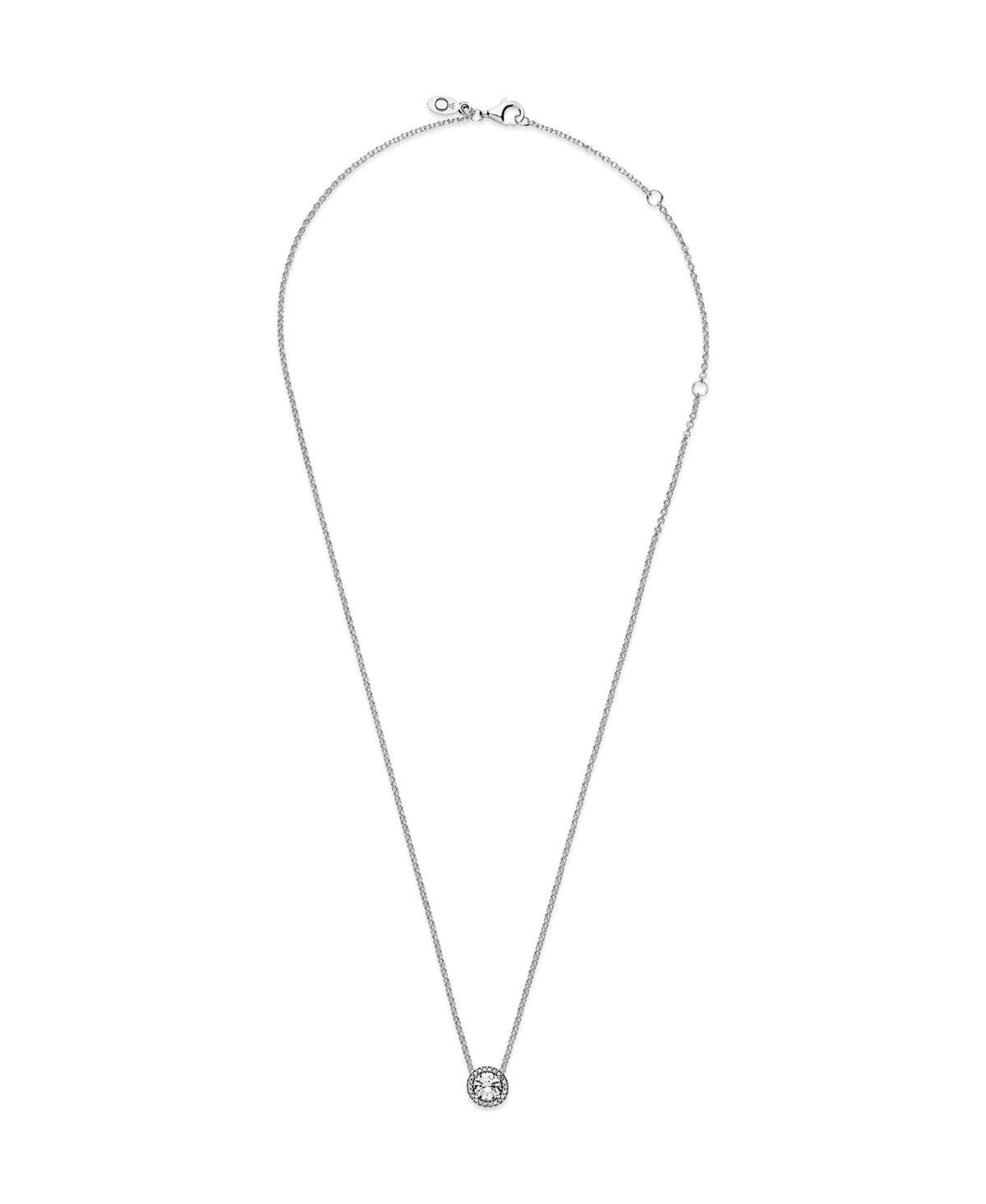 Pandora Timeless Sterling Silver Round Sparkle Cubic Zirconia Halo Necklace In Silver
