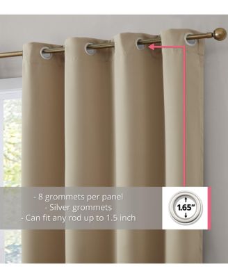 Dakota 100% Complete Blackout Lined Drapery with Double Layer Thermal Insulated Energy Efficient Window Curtain Grommet Panels, Set of 2