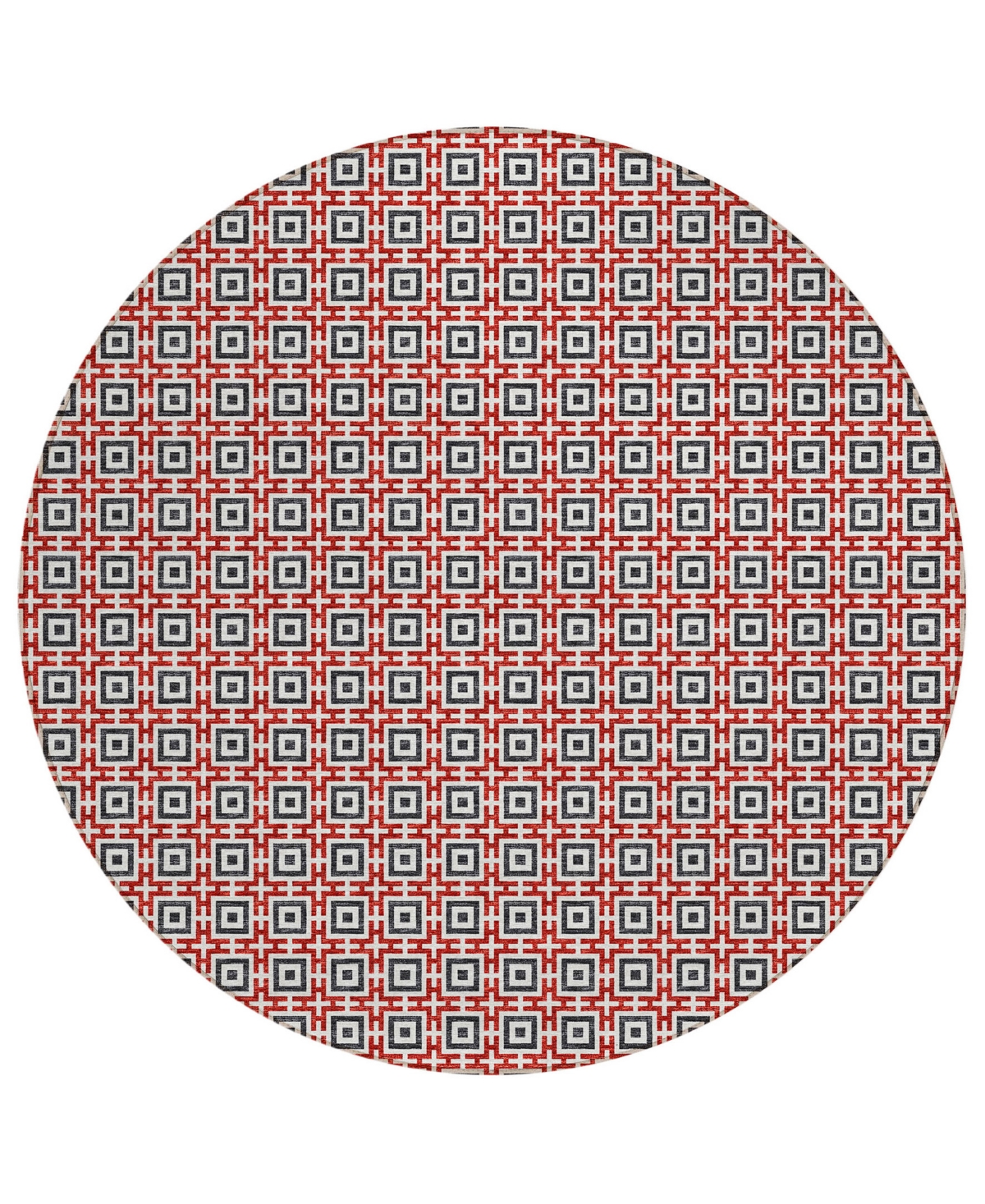 D Style Robbey Washable RBY1 10' x 10' Round Area Rug - Red