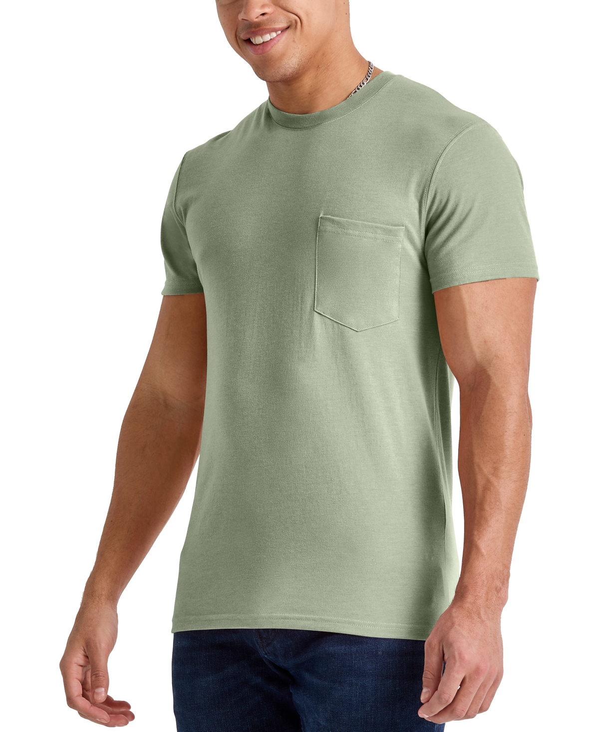 Men's Hanes Originals Cotton Short Sleeve Pocket T-shirt - White - U.S. Grown Cotton
