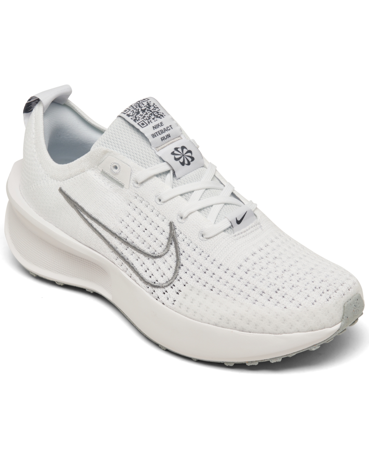 Shop Nike Women's Interact Running Sneakers From Finish Line In White,metallic Silver