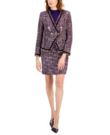 ASOS LUXE metallic boucle mini dress with diamante trim and blazer set in  purple