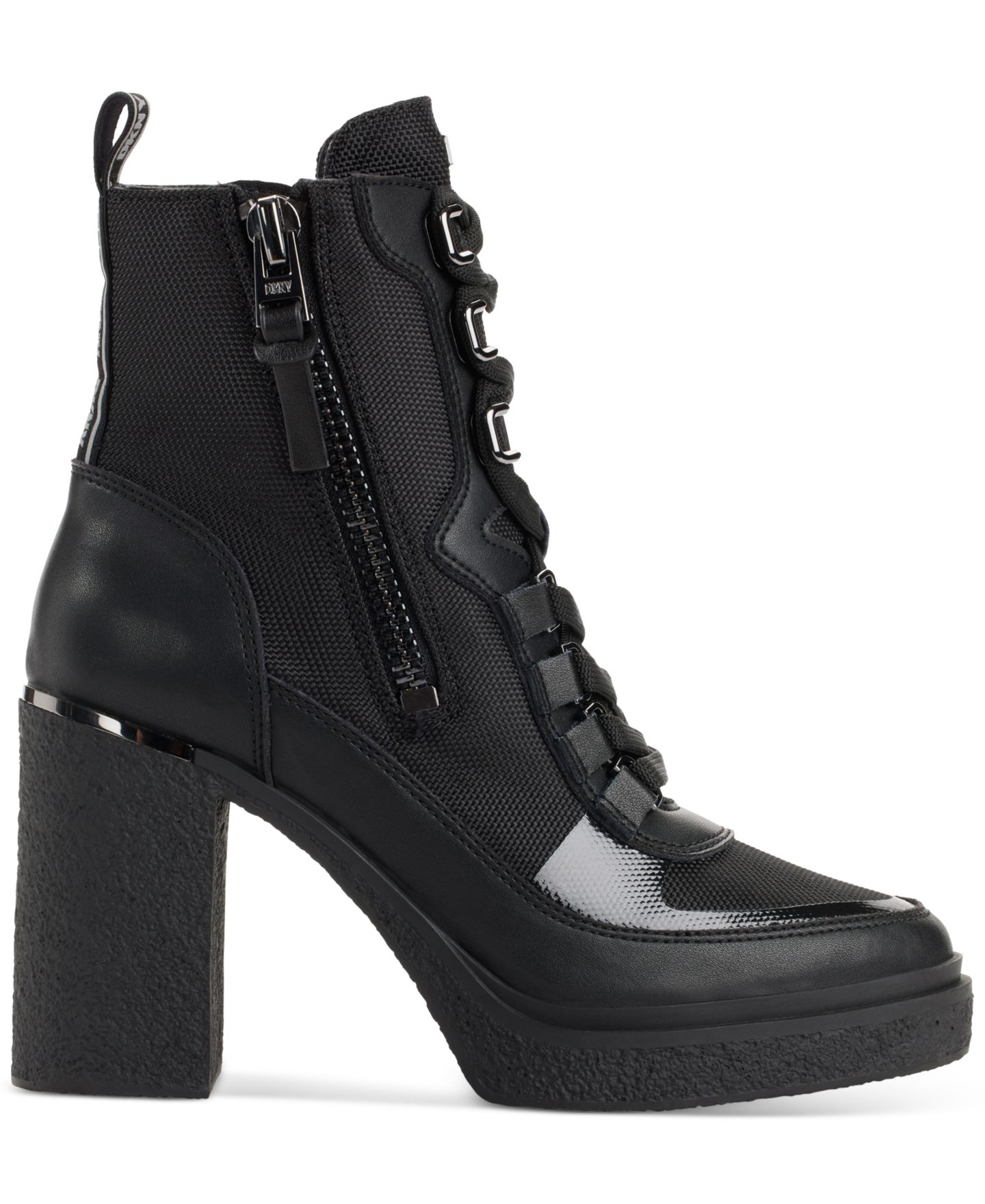 Женские ботинки DKNY Toia Lace-Up Zip Block Heel Booties, цвет: Чёрный — фото 2