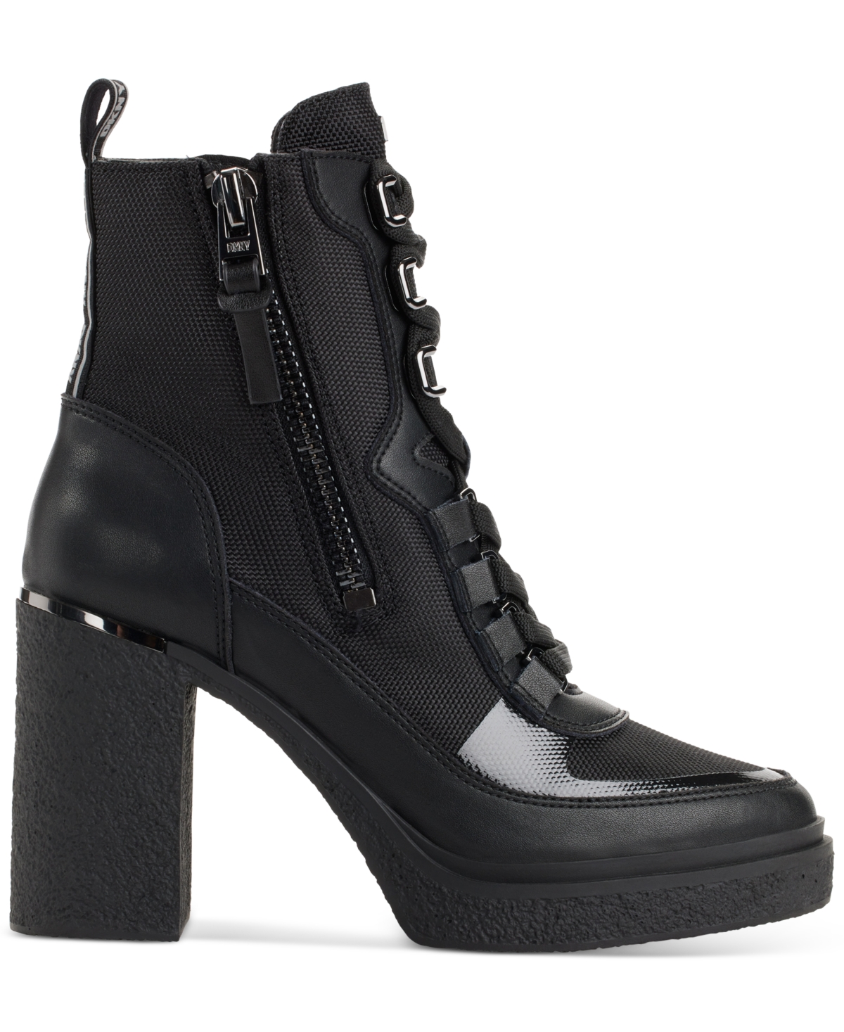 Shop Dkny Toia Lace-up Zip Booties In Black