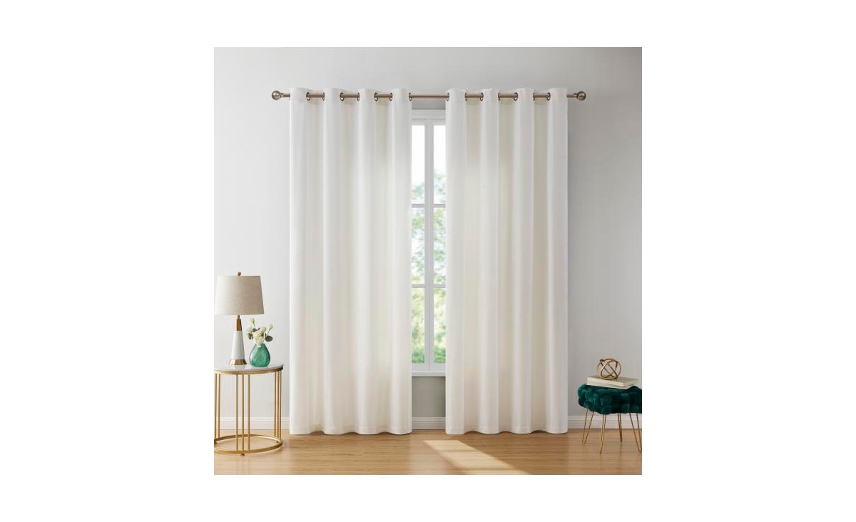Sawyer Premium Luxurious Lush Velvet Soft Light Filtering Grommet Window Curtains - Set of 2 Panels - White