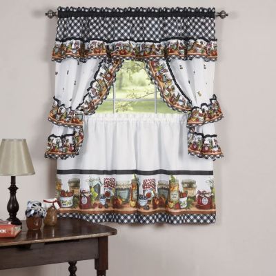 Mason Jars Cottage Style Country Farmhouse Cafe Kitchen Curtain Swag & Tiers Set