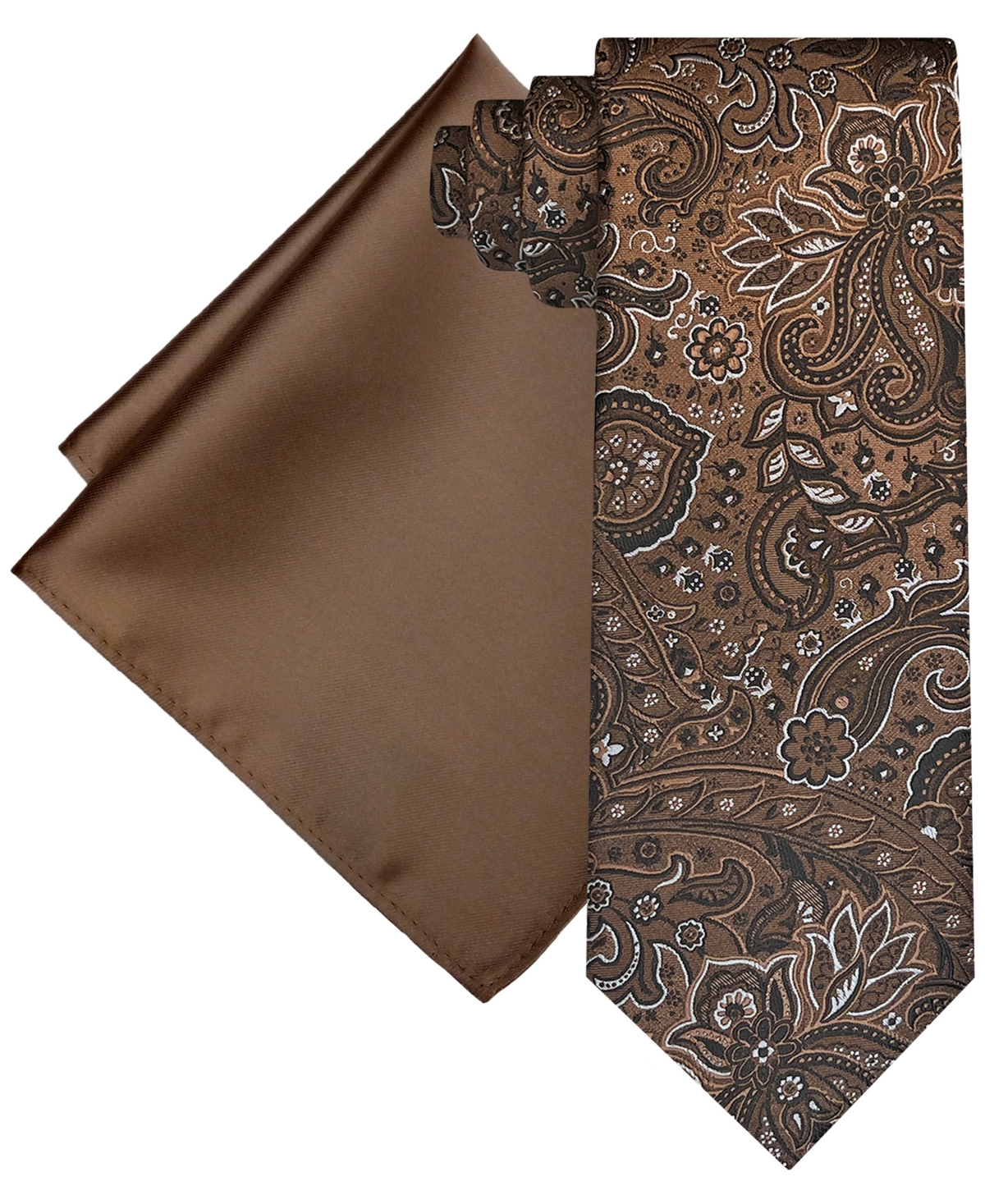 Men's Extra Long Shaded Paisley Tie & Solid Pocket Square Set - Yellow