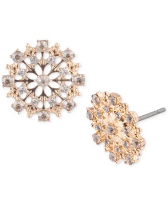Marchesa - Gold-Tone Crystal Floral Stud Earrings