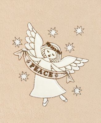 Christmas Angel Embroidered Luxury 100% Turkish Cotton Hand Towels, 2 Piece Set