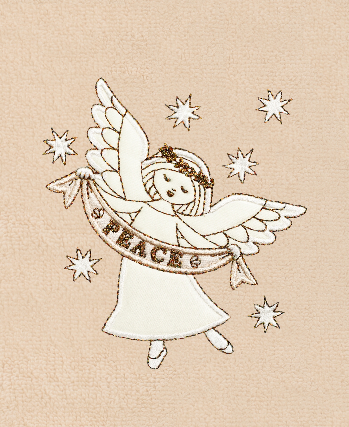 Linum Home Christmas Angel Embroidered Luxury 100% Turkish Cotton Towels, 2 Piece