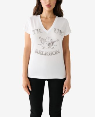 True Religion Women's Ombre Foil Logo Short Sleeve T-Shirt Blue Size X-Small