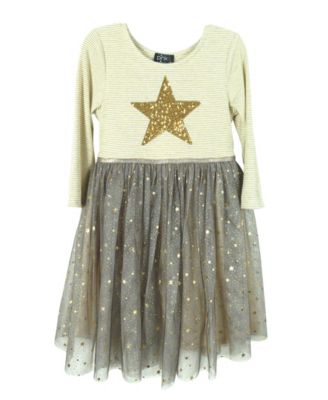 glitter star mesh dress Starry Eyed Glitter Star Mesh Maxi- Gold main image 1