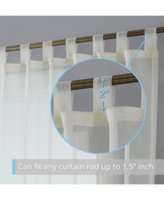 Tab Top Window Curtain Sheer Voile Panels for Living Room & Bedroom, Set of 2