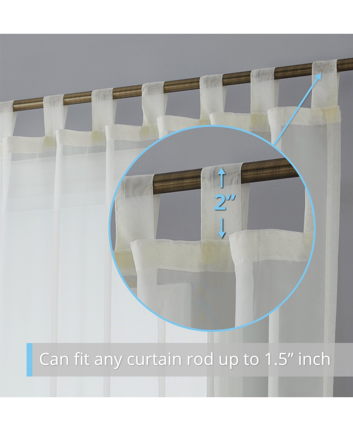 Hlc.me Tab Top Window Curtain Sheer Voile Panels for Living Room & Bedroom