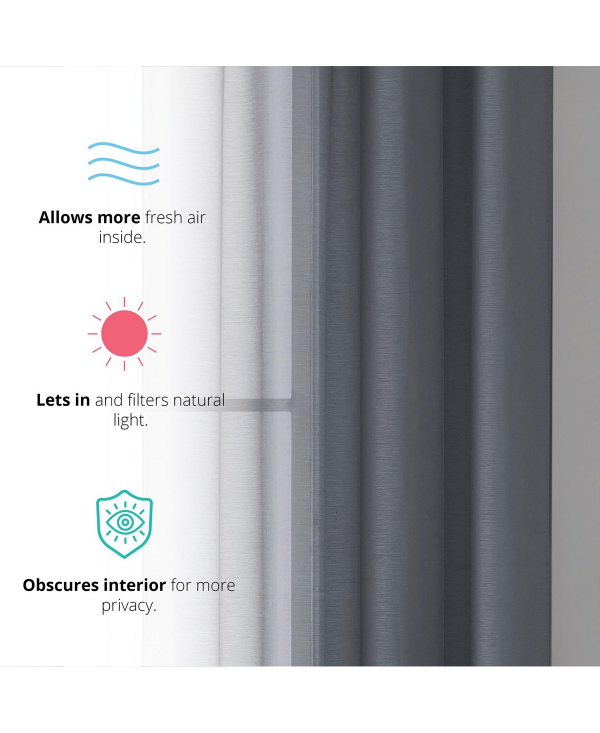 Hlc.me 2 Piece Semi Sheer Voile Window Curtain Drapes Grommet Panels for Bedroom