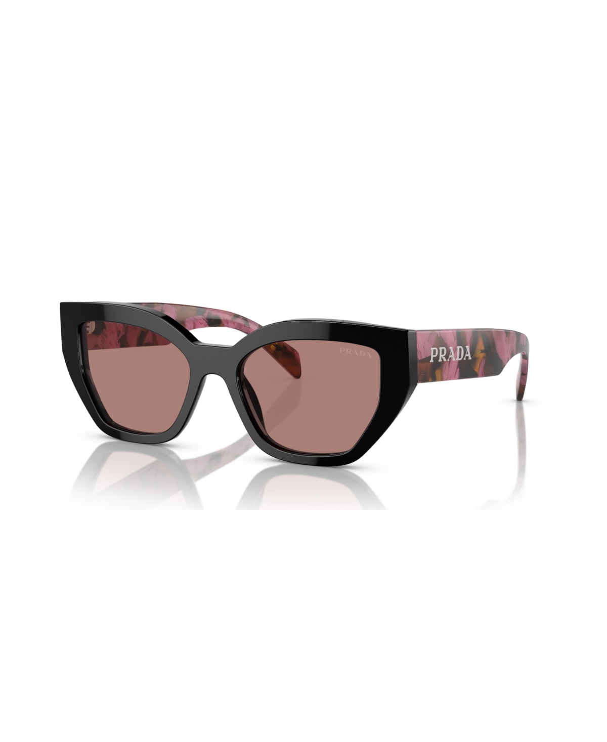 Prada Women's Low Bridge Fit Sunglasses Pr A09sf In Mahogany