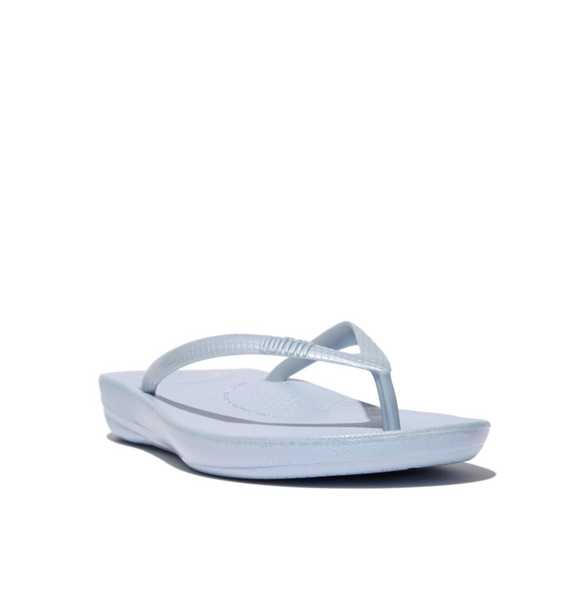 Shop Fitflop Women's Iqushion Pearlized Ergonomic Flip-flops In Pearlized Skywash Blue