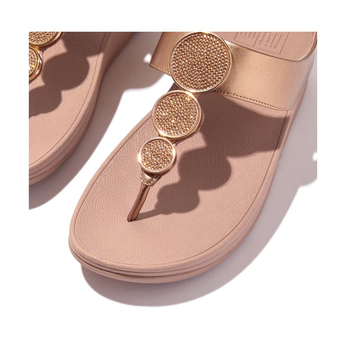 FitFlop Women's Halo Bead-Circle Metallic Toe-Post Sandals