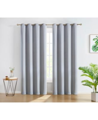 Oxford Room Darkening Curtains for Bedroom, Noise Reduction Thermal Insulated Window Curtain Grommet Panels, Set of 2