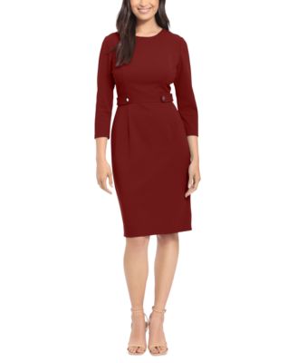 London Times - Women's Jewel-Neck 3/4-Sleeve Sheath Dress