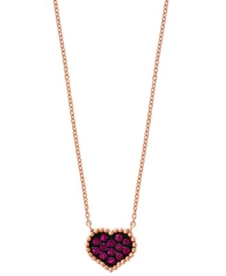 EFFY&reg; Ruby (1/8 ct. t.w.) Heart 16" Pendant Necklace in 14k Rose Gold