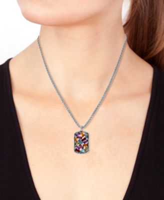 EFFY&reg; Multi-Gemstone Scattered Cluster 18" Pendant Necklace (2-1/20 ct. t.w.) in Sterling Silver