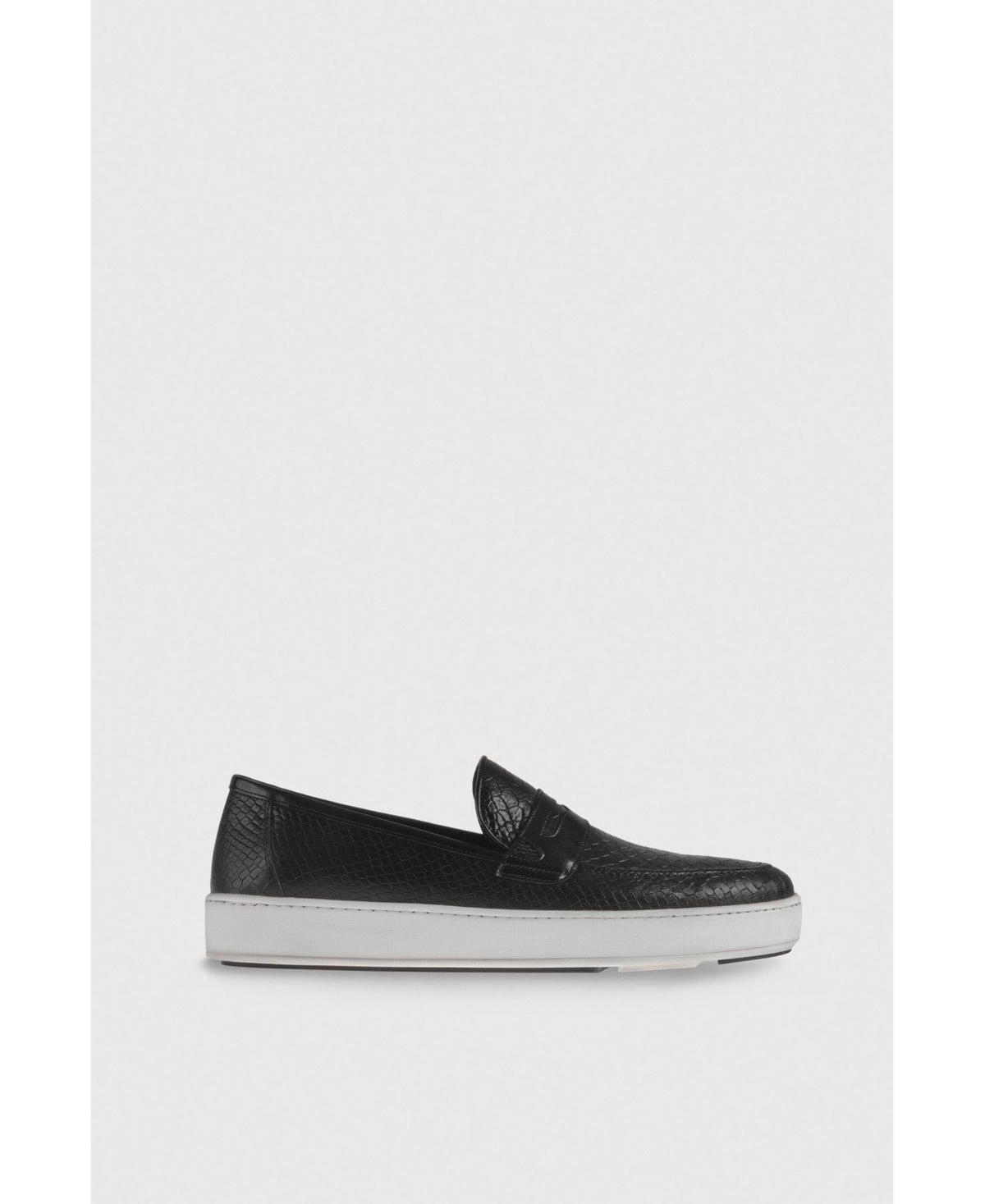 Men's Python Pattern Genuine Leather Black Shoes - Black