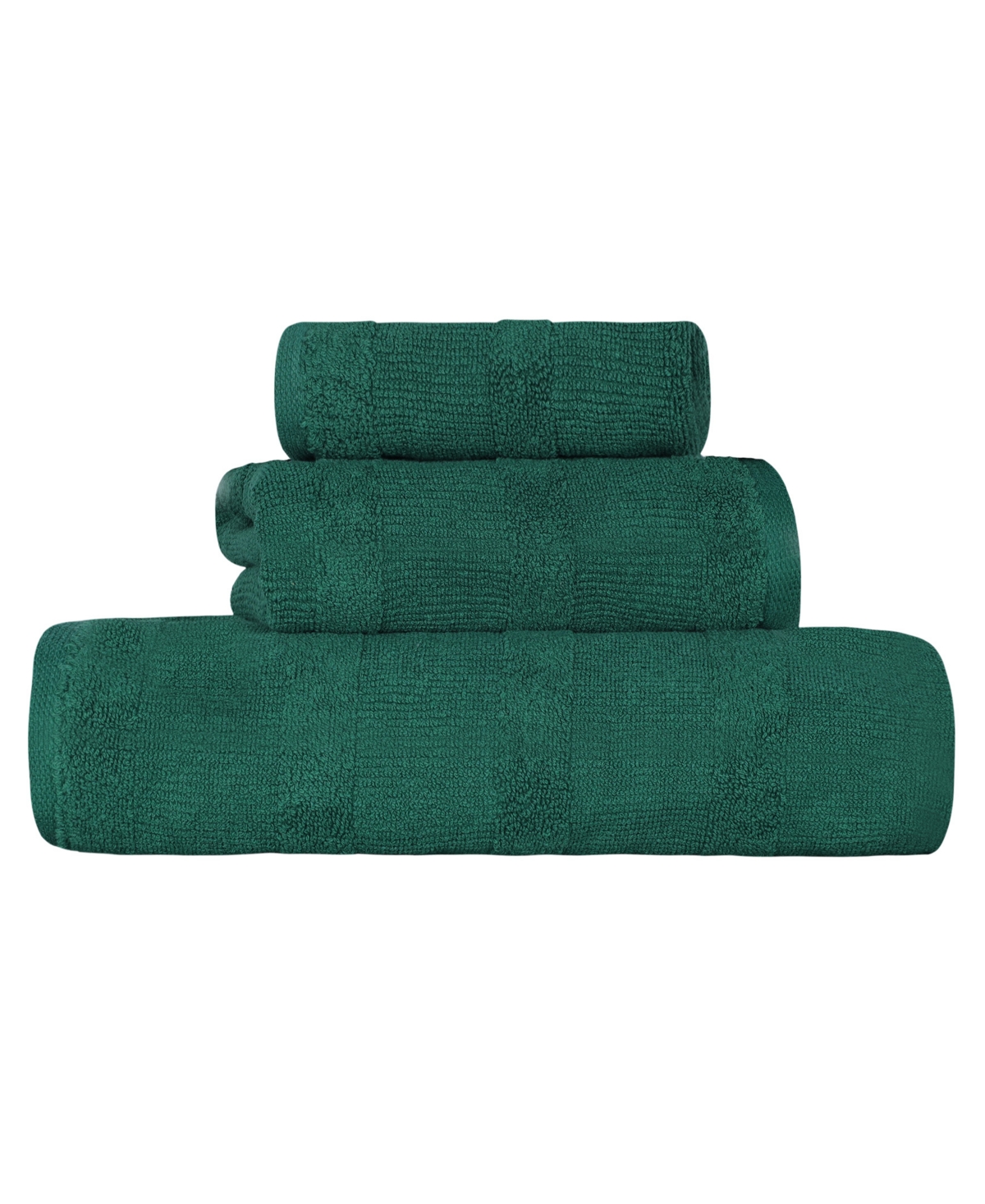 Superior Roma Ribbed Turkish Cotton Quick-dry Solid Assorted Highly Absorbent Towel 3 Piece Set In Evergreen