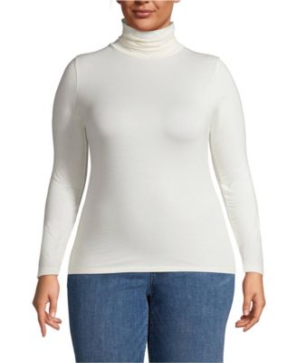 Plus Size Lightweight Jersey Skimming Long Sleeve Turtleneck