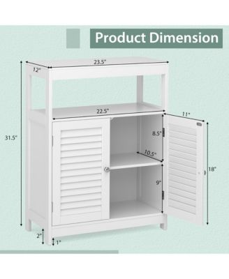 Bathroom Floor Cabinet Free Standing Storage Organizer w/ Double Shutter Doors
