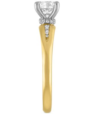 Certified Diamond Engagement Ring (7/8 ct. t.w.) in 14k Two-Tone Gold Featuring Diamonds from De Beers Code of Origin, Created for Macy's