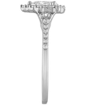 Certified Diamond Pear Halo Engagement Ring (1 ct. t.w.) in 14k White Gold Featuring Diamonds from De Beers Code of Origin, Created for Macy's