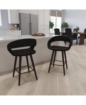 Plath 24 Inch Cappuccino Ultramodern Bar Counter Stool With Upholstered Seat