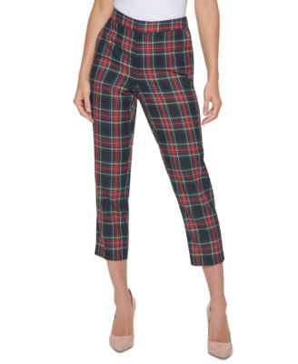 Tommy Hilfiger - Women's Plaid Mid Rise Cropped Trousers