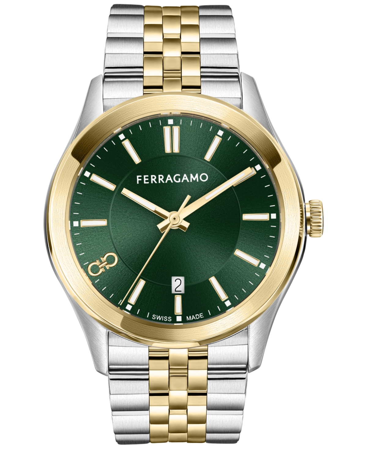 Ferragamo Classic Watch, 42mm In Green/two-tone