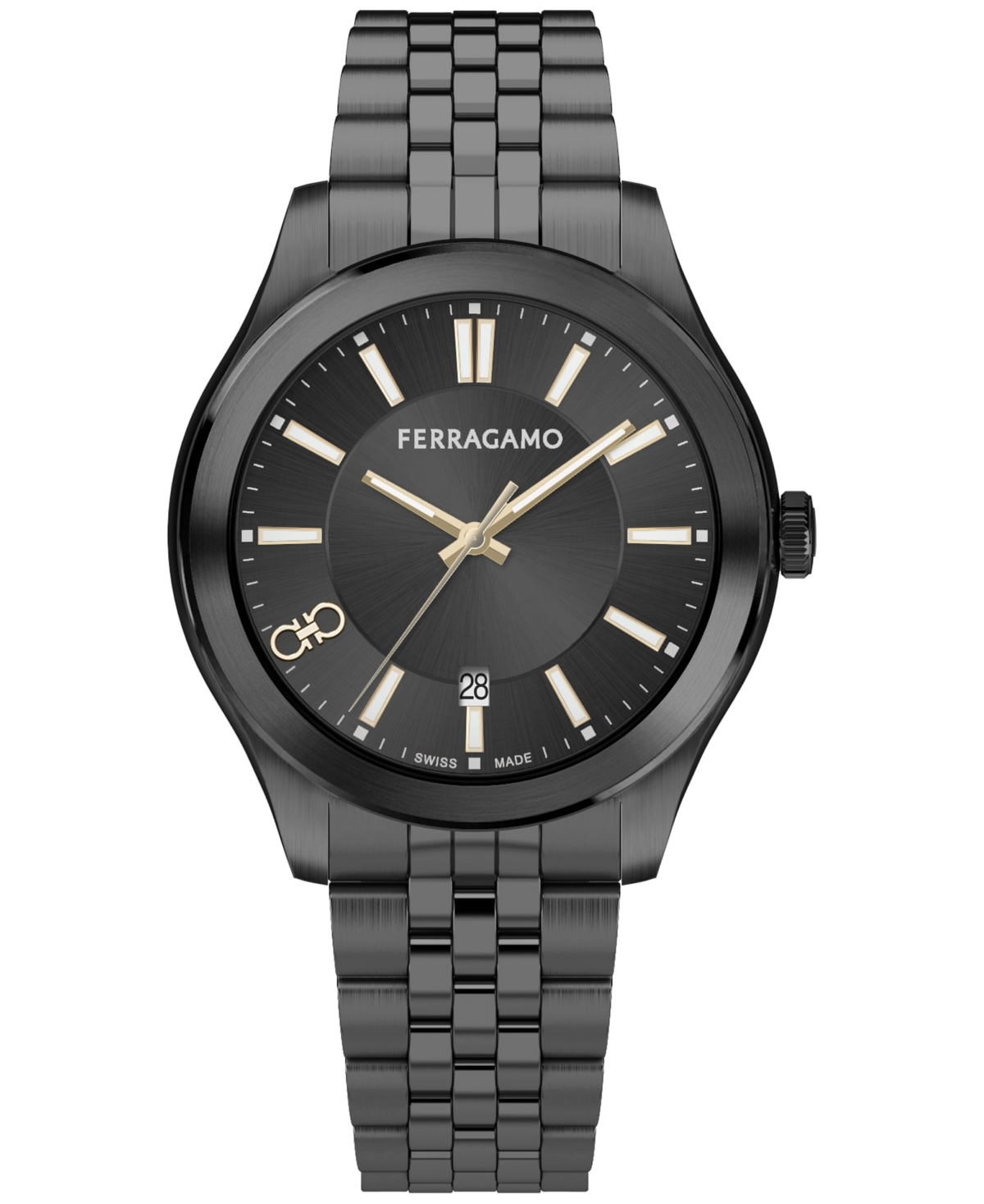 Ferragamo Salvatore  Men's Swiss Classic Black Ion-plated Stainless Steel Bracelet Watch 42mm In Ip Black