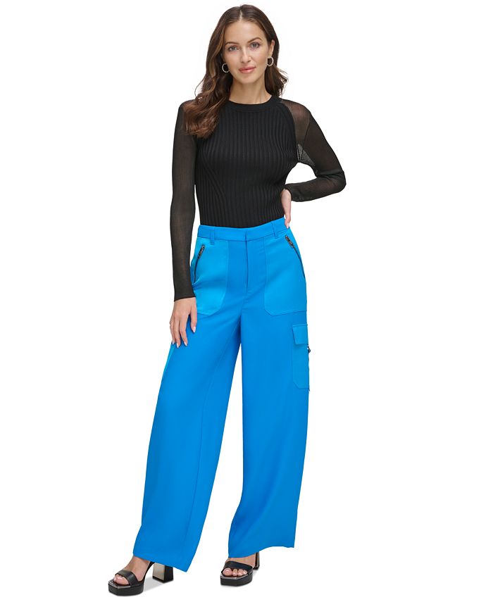 DKNY Womens Wide Leg Pant Woven Comfy Pant : : Clothing, Shoes &  Accessories