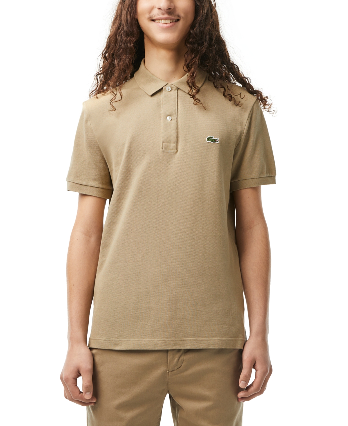 Lacoste Men's  Slim Fit Short Sleeve Ribbed Polo Shirt In Cb Lion