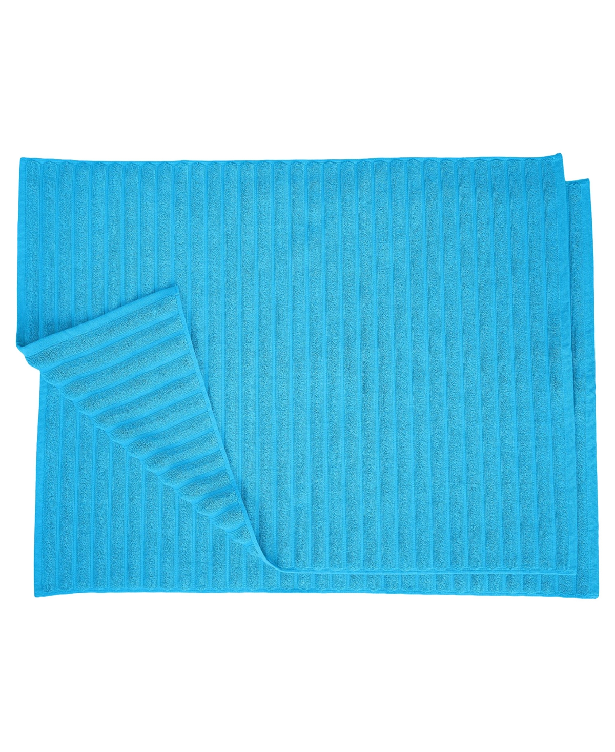 Shop Superior Cotton Textured Stripes Bath Mat, Set Of 2 In Aster Blue