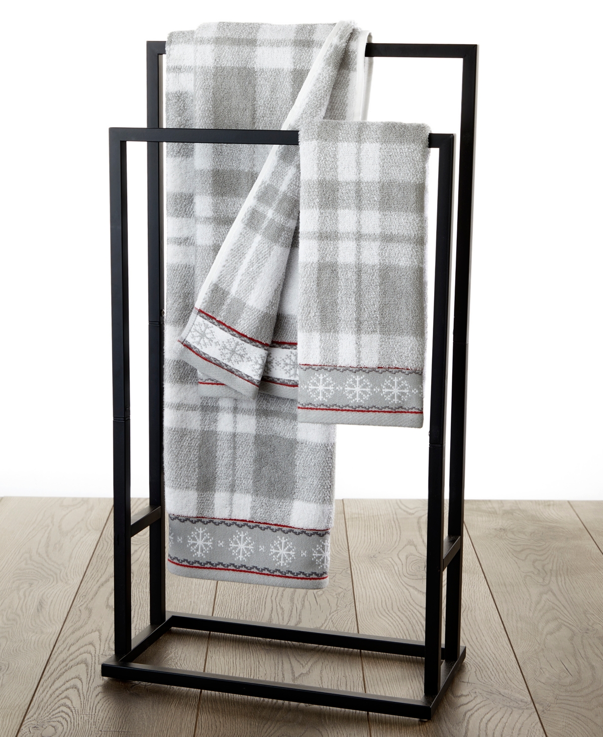 Skl Home Whistler Plaid Cotton Bath Towel, 24" X 48" In Gray,plaid