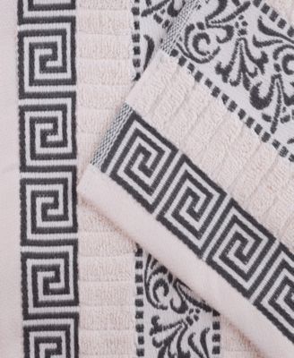 Athens Cotton with Greek Scroll and Floral Pattern Assorted, 6 Piece Bath Towel Set