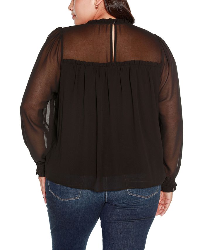 Belldini Black Label Plus Size Gathered Chiffon Long Sleeve Top Macys 1938