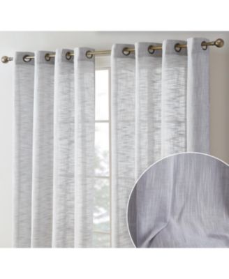 Madison Faux Linen Textured Semi Sheer Privacy Sun Light Filtering Transparent Window Grommet Long Thick Curtains Drapery Panels for Bedroom & Living Room, 2 Panels