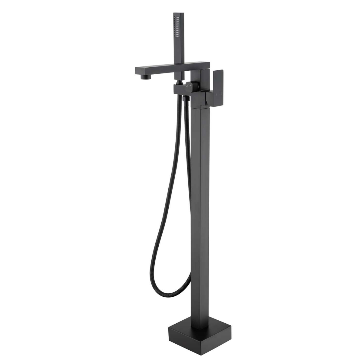 Matte Black Floor Mount Tub Filler with Hand Shower - Matte black