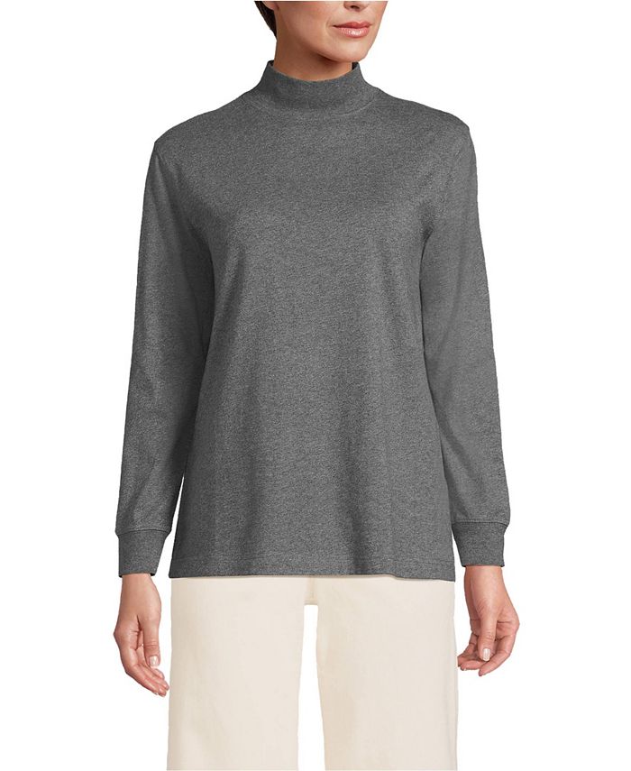 Lands' End Women's Petite Long Sleeve Super T Mock Tee Macy's