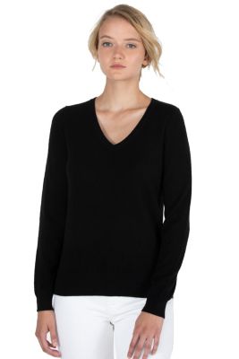 Women's 100% Pure Cashmere Long Sleeve Pullover V Neck Sweater